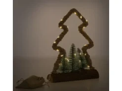 ECD Germany LED Jute Baum mit LED-Beleuchtung mit Timer 23x6,5x30 cm