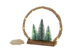 ECD Germany LED Jute Weihnachtskreis mit LED-Beleuchtung 34x30x7,5 cm