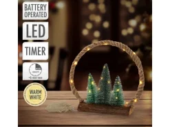 ECD Germany LED Jute Weihnachtskreis mit LED-Beleuchtung 34x30x7,5 cm