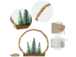 ECD Germany LED Jute Weihnachtskreis mit LED-Beleuchtung 34x30x7,5 cm