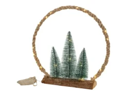 ECD Germany LED Jute Weihnachtskreis mit LED-Beleuchtung 45x45x9,5 cm