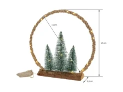 ECD Germany LED Jute Weihnachtskreis mit LED-Beleuchtung 45x45x9,5 cm