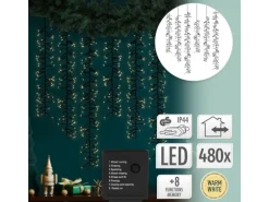 ECD Germany LED Lichterkette Lichtervorhang mit 480 LEDs Warmweiß mit 8 Modi