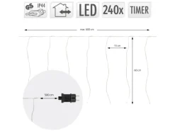 ECD Germany LED Lichterkette Lichtervorhang mit 240 LEDs Warmweiß