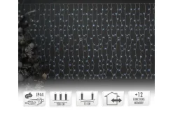 ECD Germany LED Lichtervorhang 2x1,5m 240 Kaltweiße LEDs 12 Funktionen IP44