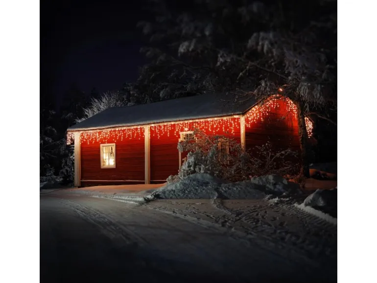 ECD Germany LED Lichtervorhang 6 m 180 Warmweiße LEDs Eiszapfen Lichterkette