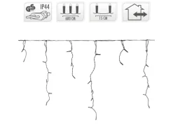 ECD Germany LED Lichtervorhang 6 m 180 Warmweiße LEDs Eiszapfen Lichterkette
