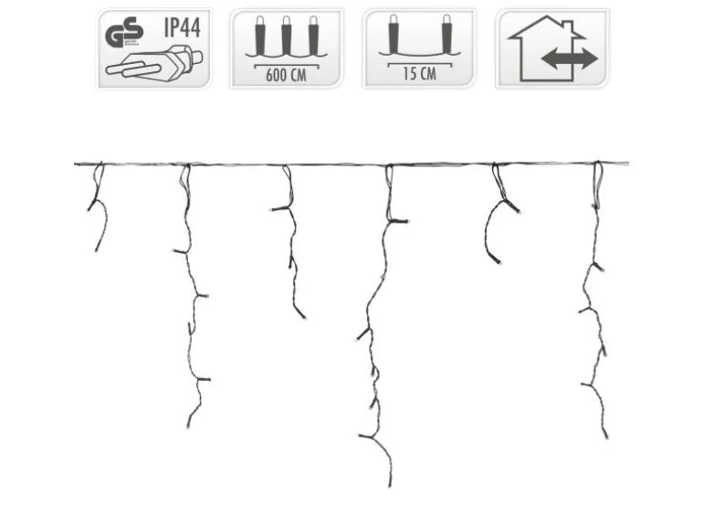 ECD Germany LED Lichtervorhang 6 m 180 Warmweiße LEDs Eiszapfen Lichterkette