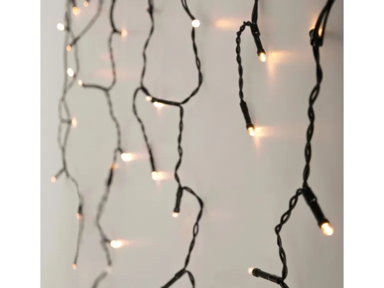 ECD Germany LED Lichtervorhang 6 m 180 Warmweiße LEDs Eiszapfen Lichterkette