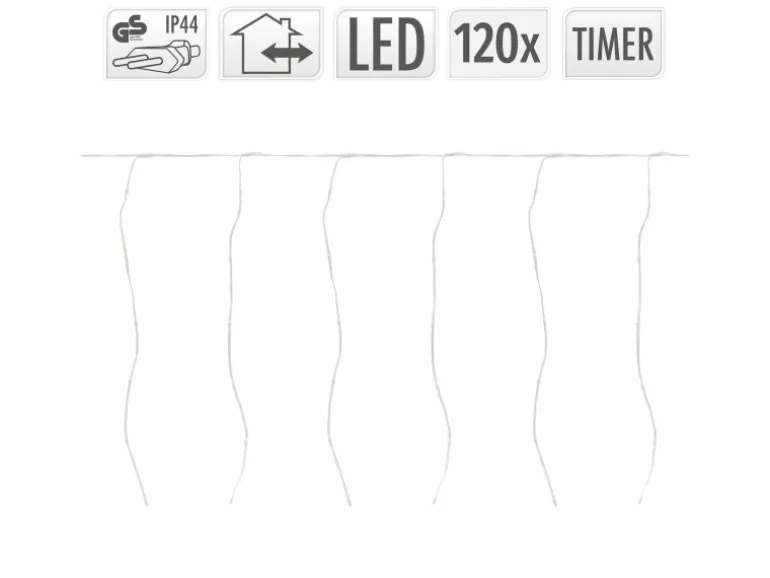 ECD Germany LED Lichtervorhang 300cm 120LED Warmweiß mit Timer 19 Modi