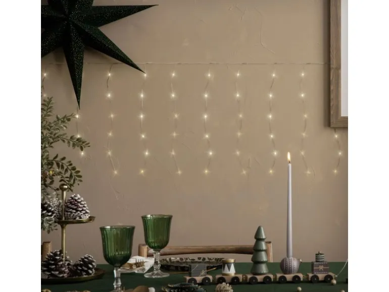 ECD Germany LED Lichtervorhang 300cm 120LED Warmweiß mit Timer 19 Modi