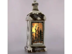 ECD Germany LED Weihnachtslaterne mit Warmweißes Licht 60cm Weiß Beige Grünes