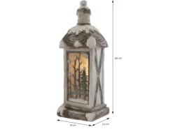 ECD Germany LED Weihnachtslaterne mit Warmweißes Licht 60cm Weiß Beige Grünes