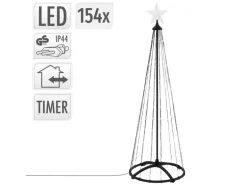 ECD Germany LED Weihnachtsbaum Außen 150 cm 154 LED Warmweiß Metall