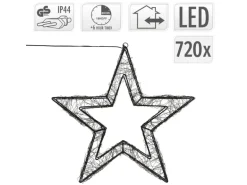 ECD Germany LED-Weihnachtsstern 50 cm 720 LEDs Extra-Warmweiß Metall