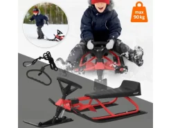 ECD Germany Lenkschlitten in Rot für Kinder ab 5 Jahre bis 90 kg 119x38x50 cm