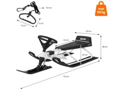 ECD Germany Lenkschlitten in Weiß für Kinder ab 5 Jahre bis 90 kg 119x38x50 cm