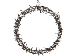 ECD Germany Lichterkranz 300 LEDs 38cm Warmweiß IP44 Türkranz Fensterkranz Ring