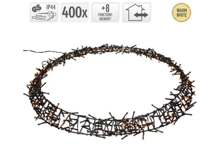 ECD Germany Lichterkranz 400 LEDs 48cm Warmweiß IP44 Türkranz Weihnachtsdeko