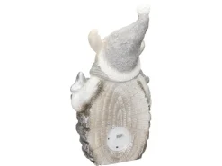 ECD Germany Rentier Figur mit LED Beleuchtung 51 cm Warmweiß Weiß mit Grauem Hut