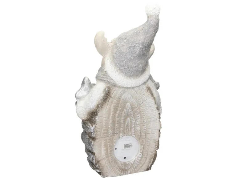 ECD Germany Rentier Figur mit LED Beleuchtung 51 cm Warmweiß Weiß mit Grauem Hut