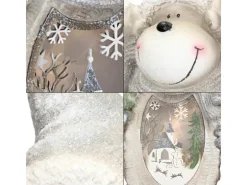 ECD Germany Rentier Figur mit LED Beleuchtung 51 cm Warmweiß Weiß mit Grauem Hut