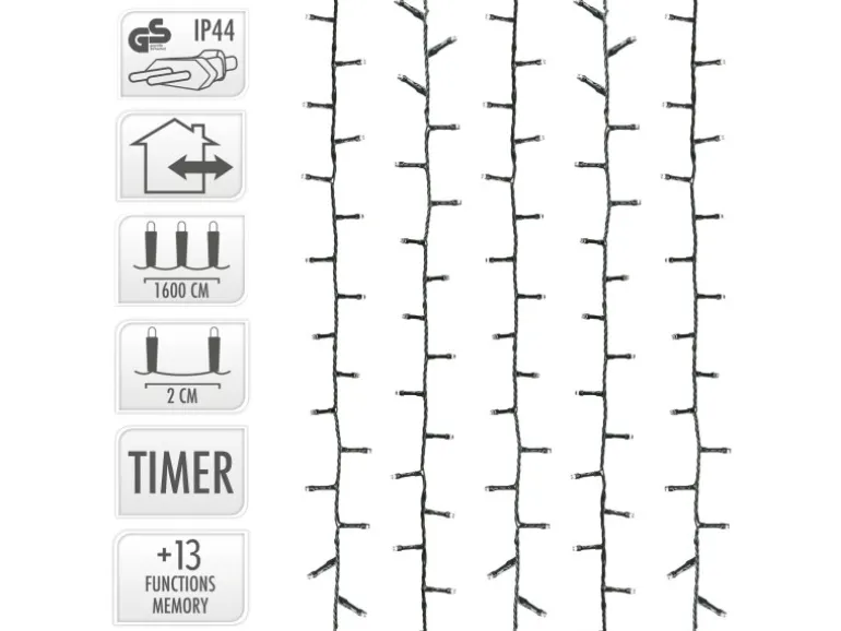 ECD Germany Solar Lichterkette Aussen 16m 800LED Warmweiß Timer 13Modi