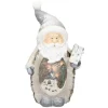 ECD Germany Weihnachtsmann Deko Figur mit LED Beleuchtung 52cm Warmweiß Weiß