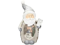 ECD Germany Weihnachtsmann Deko Figur mit LED Beleuchtung 52cm Warmweiß Weiß