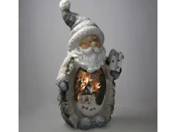 ECD Germany Weihnachtsmann Deko Figur mit LED Beleuchtung 52cm Warmweiß Weiß