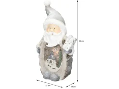 ECD Germany Weihnachtsmann Deko Figur mit LED Beleuchtung 52cm Warmweiß Weiß