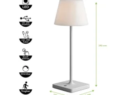 Eco-Light LED-Akku Außentischleuchte Jammin 60 lm 39 x Ø 15 cm Weiß