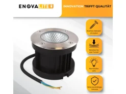 ENOVALITE LED Bodenleuchte Gartenstrahler 4er Set 4x7W 4x490lm IP67 Warmweiß Bodeneinbauleuchte