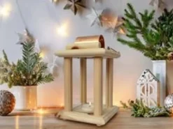 Erst-Holz Schöne Zirbenholzlaterne für Innenräume und Draußen als Dekoration