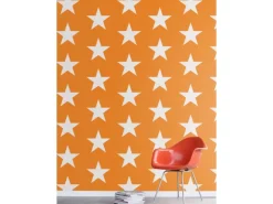 ESTAhome Tapete Sterne Orange und Weiß 53 cm x 10,05 m 115873