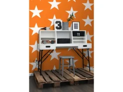 ESTAhome Tapete Sterne Orange und Weiß 53 cm x 10,05 m 115873