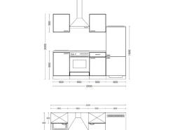 Flex-Well Classic Küchenzeile Florida 220 cm Weiß - Sonoma Eiche