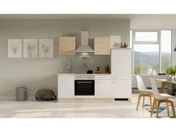 Flex-Well Classic Küchenzeile Florida 220 cm Weiß - Sonoma Eiche