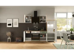 Flex-Well Exclusiv Küche 1706-005 Cara 220 cm Schilfgrün matt - Artisan Eiche