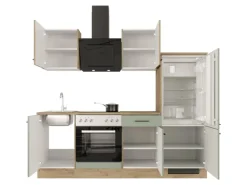 Flex-Well Exclusiv Küche 1706-005 Cara 220 cm Schilfgrün matt - Artisan Eiche