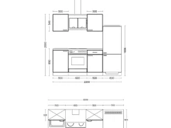 Flex-Well Exclusiv Küche 1706-005 Cara 220 cm Schilfgrün matt - Artisan Eiche
