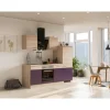 Flex-Well Exclusiv Küchenzeile Focus 220 cm Akazie - Aubergine