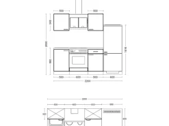 Flex-Well Exclusiv Küchenzeile Focus 220 cm Akazie - Aubergine