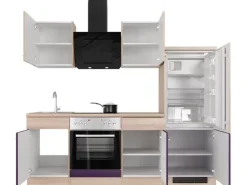 Flex-Well Exclusiv Küchenzeile Focus 220 cm Akazie - Aubergine