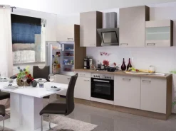 Flex-Well Exclusiv Küchenzeile Orlando 280 cm Kaschmir Glanz-Sonoma Eiche