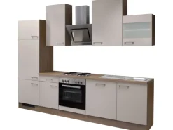 Flex-Well Exclusiv Küchenzeile Orlando 280 cm Kaschmir Glanz-Sonoma Eiche