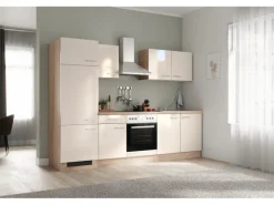 Flex-Well Exclusiv Küchenzeile Orlando 270 cm Kaschmir Glanz - Sonoma Eiche