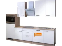 Flex-Well Exclusiv Küchenzeile Valero 280 cm Hochglanz Weiß-Sonoma Eiche NB