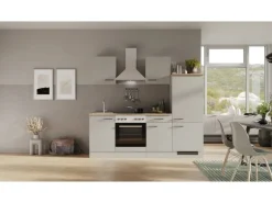 Flex-Well Exclusiv Küchenzeile 1706-002 Lund 220 cm Lichtgrau glänzend-Rauchgrau