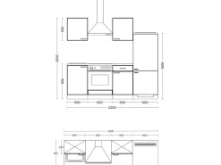 Flex-Well Exclusiv Küchenzeile 1706-002 Lund 220 cm Lichtgrau glänzend-Rauchgrau